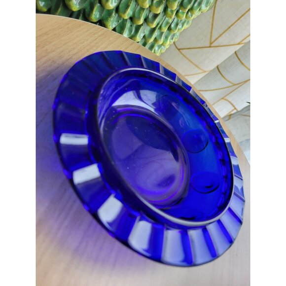 Cobalt New Martinsville Moondrop Vintage Shallow Bowl Butter Dish Bottom 1930s-4 - Picture 6 of 9